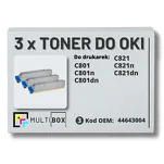 3-PAK Multibox Toner do OKI C801 C821 44643004 black zamiennik - 2