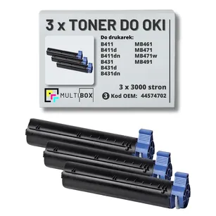 3-PAK Multibox Toner do OKI B411 B431 MB461 MB471 MB491 44574702  zamiennik