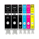 6-PAK Multibox tusz do CANON PGI520 CLI521 black pigment / black / cyan / magenta / yellow zamiennik - 2
