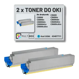 2-PAK Multibox Toner do OKI C8600 C8800 43487711 cyan zamiennik