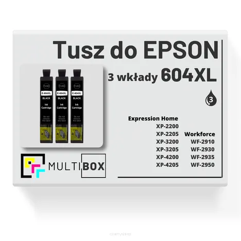 3-PAK Multibox Tusz do EPSON 604XL T10H1 C13T10H14010 black zamiennik
