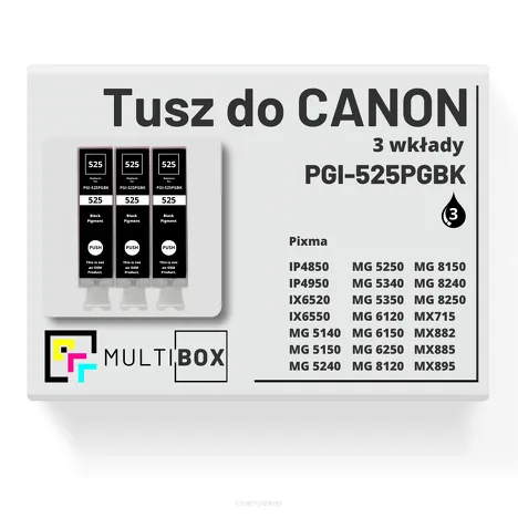 3-PAK Multibox Tusz do CANON PGI525PGBK black pigment zamiennik