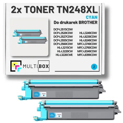 2-PAK Multibox Toner do BROTHER TN248XLC Cyan zamiennik