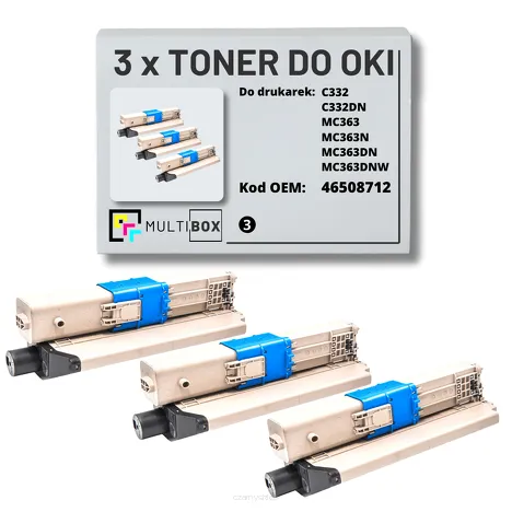 3-PAK Multibox Toner do OKI C332 MC363 46508712 XL black zamiennik