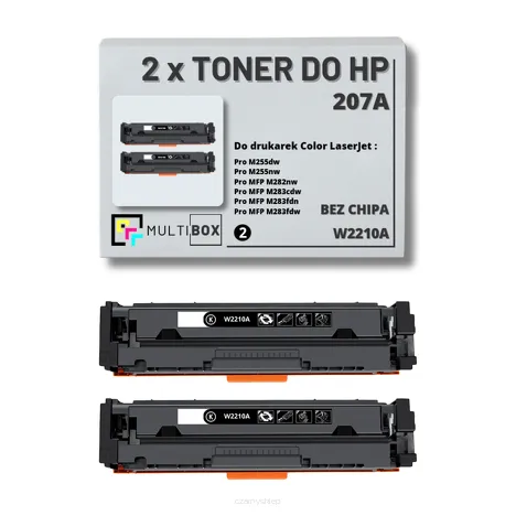 2-PAK Multibox Toner do HP 207A BLACK W2210A zamiennik BEZ CHIPA