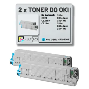 2-PAK Multibox Toner do OKI C824 C834 C844 47095703 cyan zamiennik