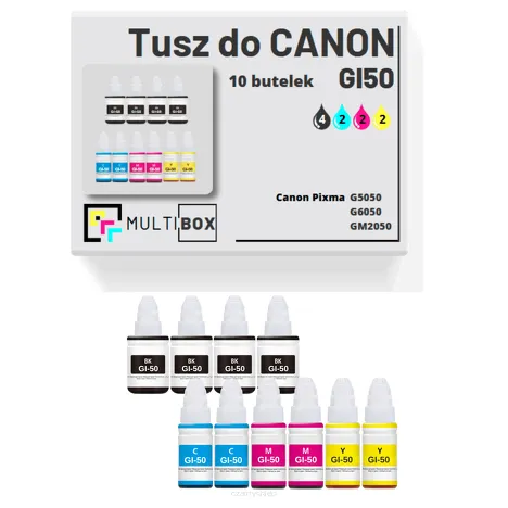10-PAK Multibox Tusz do CANON GI50 black / cyan / magenta / yellow zamiennik