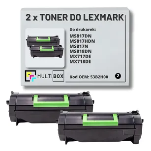 2-PAK Multibox Toner do LEXMARK MS817 MS818 53B2H00 2x25.0K zamiennik