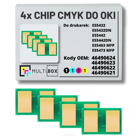 4-PAK Multibox zestaw Chipów CMYK do OKI ES5432 ES5442 ES5463 ES5473 7,0K/3x6,0K