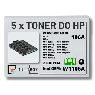 Toner do HP W1106A Laser 106A 107a 135a 137wg 138fw 5-pak zamiennik Multibox