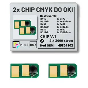 2-PAK Multibox zestaw Chipów V.1 do OKI B412 B432 B512 MB472 MB492 MB562 45807102 2x3,0K