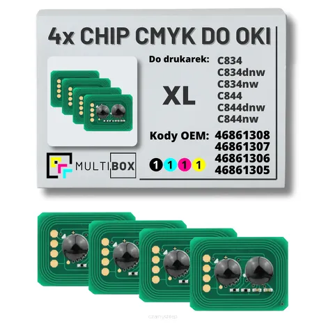 4-PAK Multibox zestaw Chipów CMYK do OKI C834 C844 XL 4x10,0K