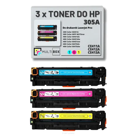 3-PAK Multibox Toner do HP 305A CMY CE411A CE412A CE413A zamiennik