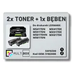 3-PAK Multibox 2x Toner + 1x Bęben do LEXMARK MS417 MS517 51B2H00 50F0Z00 2x8,5.0K/60.0K zamiennik - 2