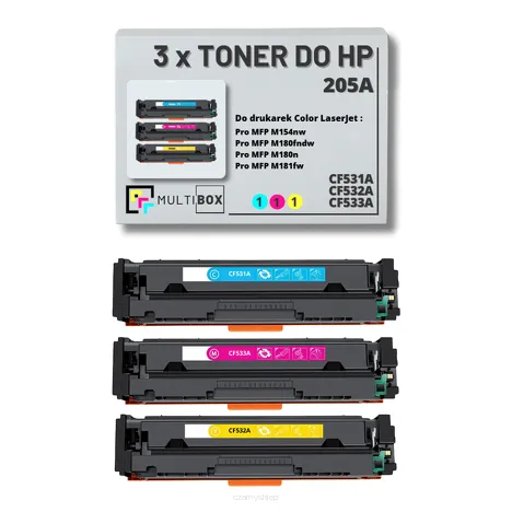 3-PAK Multibox Toner do HP 205A CMY CF531A CF532A CF533A zamiennik