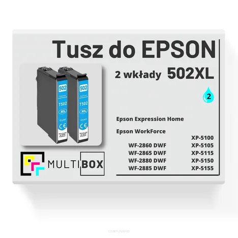 2-PAK Multibox Tusz do EPSON 502XL T02W2 C13T02W24010 cyan zamiennik