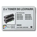 2-PAK Multibox Toner do LEXMARK MS410 MS510 502X 50F2X00 2x10.0K zamiennik - 2