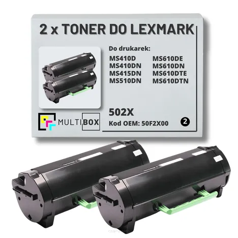 2-PAK Multibox Toner do LEXMARK MS410 MS510 502X 50F2X00 2x10.0K zamiennik